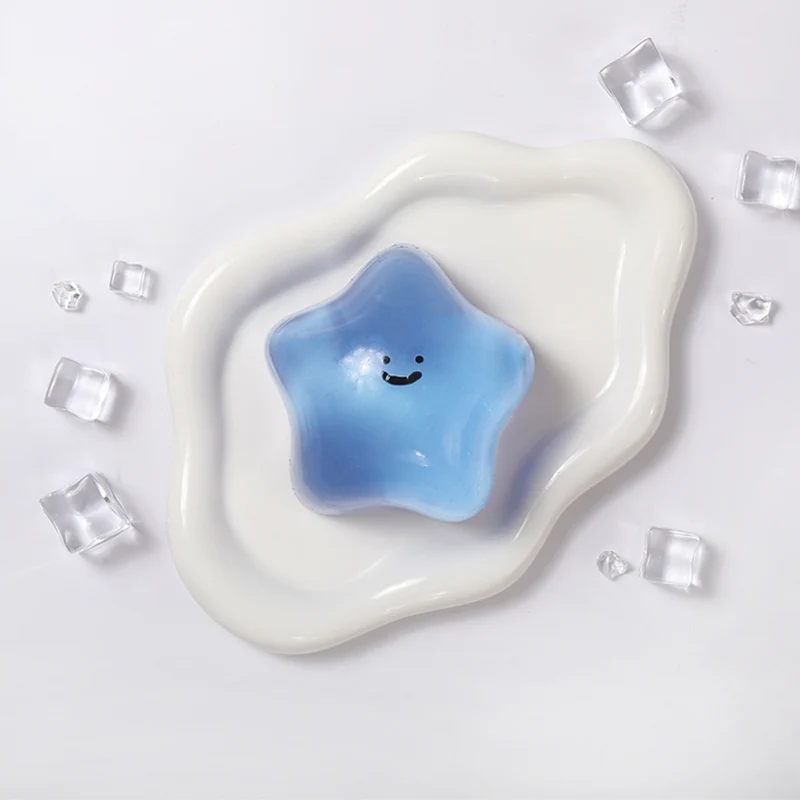 180g Crystal Blue Transparent Smiley Star Taba Squishy