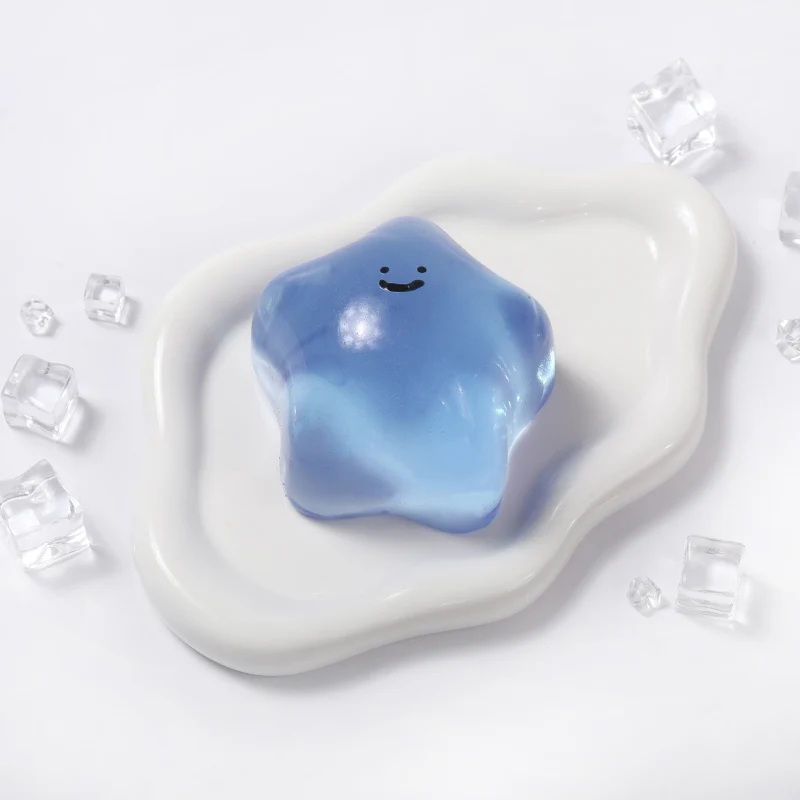 180g Crystal Blue Transparent Smiley Star Taba Squishy