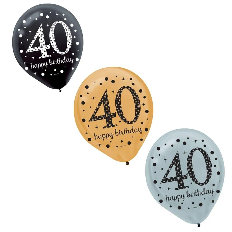 40th Sparkling Celeb - Latex Balloons 15/pkg