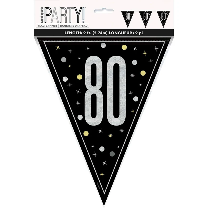 Bonne Fête Black/Silver - Pennant Banner - 80