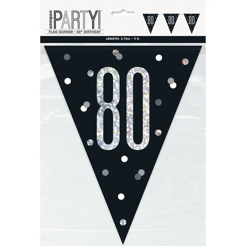 Bonne Fête Black/Silver - Pennant Banner - 80
