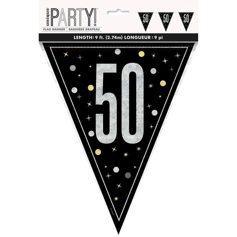 Bonne Fête Black/Silver - Pennant Banner - 50