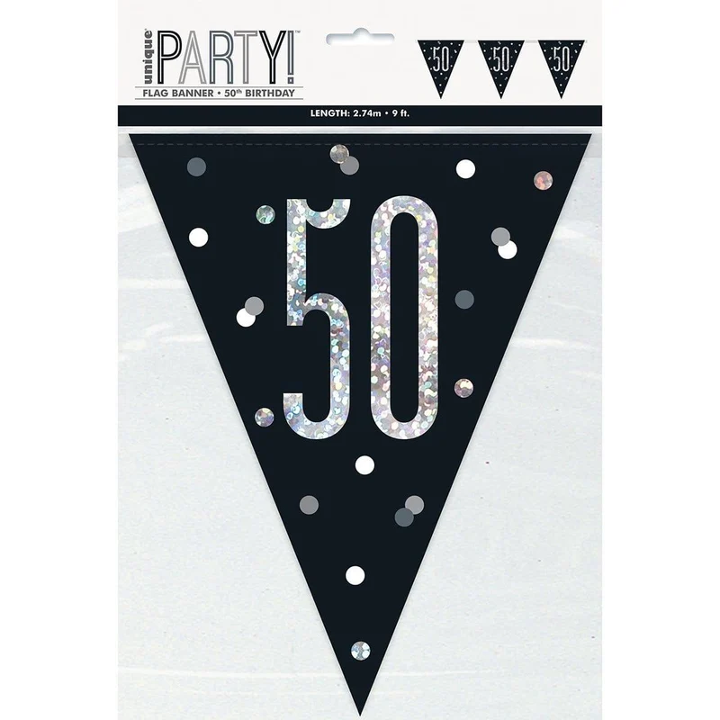 Bonne Fête Black/Silver - Pennant Banner - 50