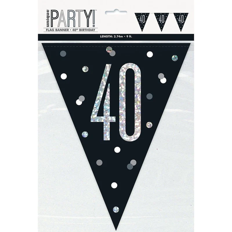Bonne Fête Black/Silver - Pennant Banner - 40