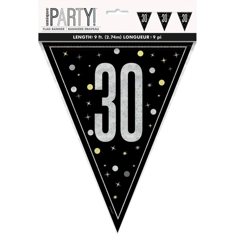 Bonne Fête Black/Silver - Pennant Banner - 30