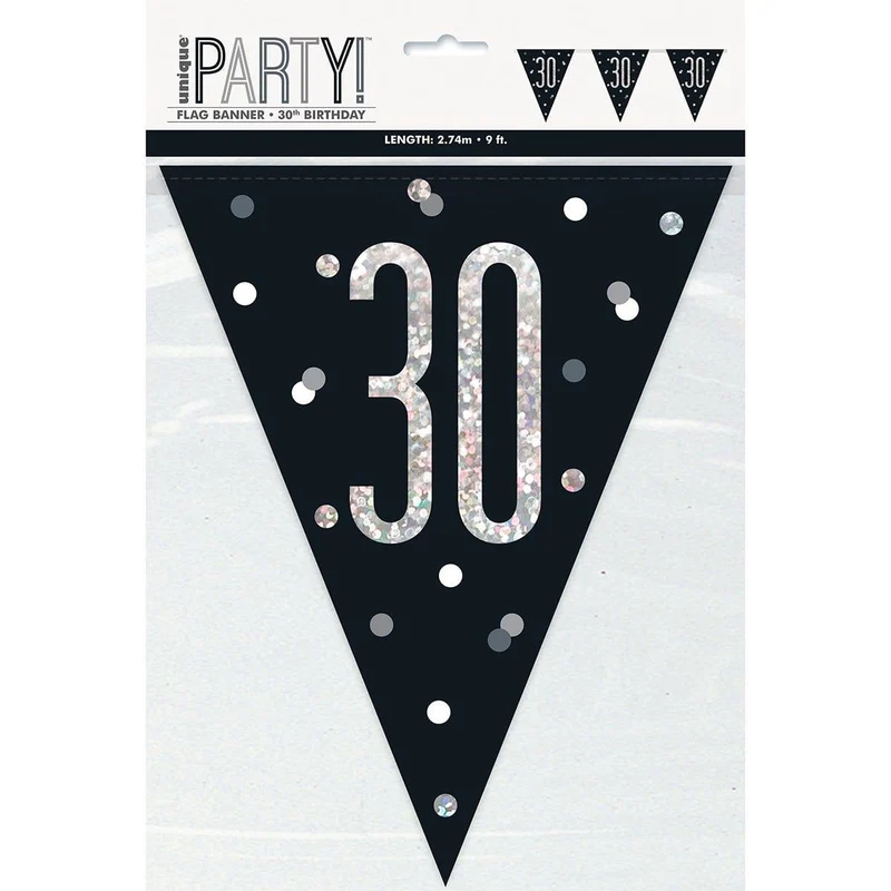 Bonne Fête Black/Silver - Pennant Banner - 30