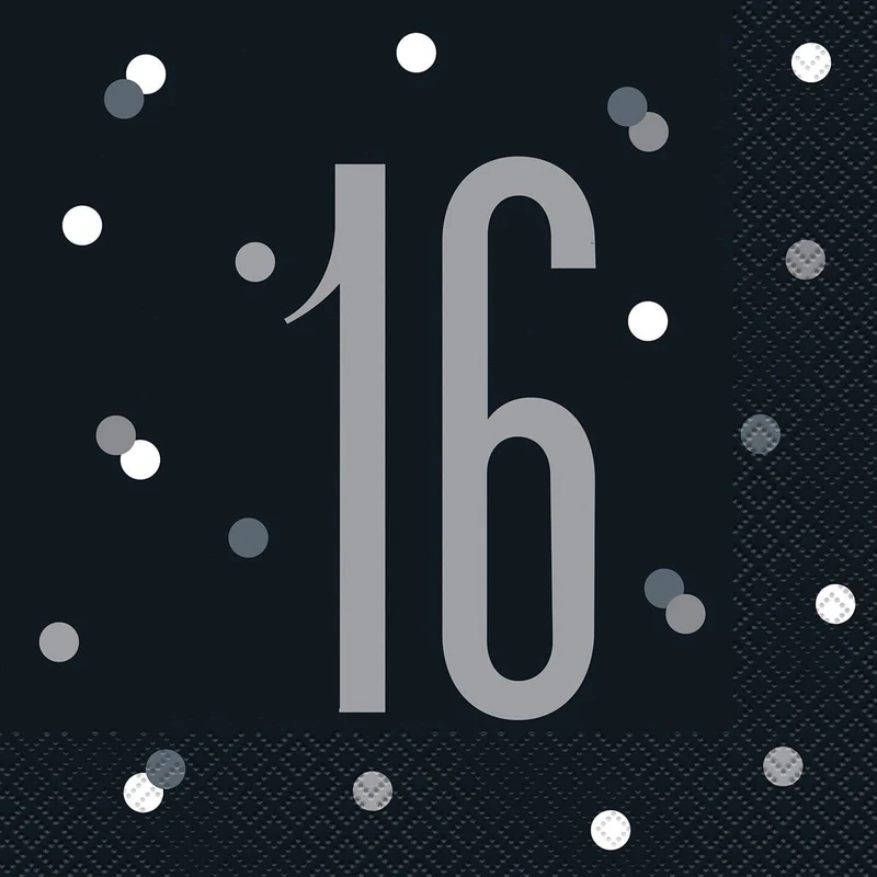 Bonne Fête Black/Silver - Lunch Napkins 16/pkg - 16