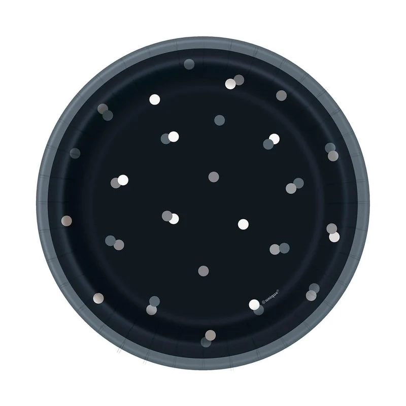 Bonne Fête Black/Silver - Plates 7 In. 8/pkg