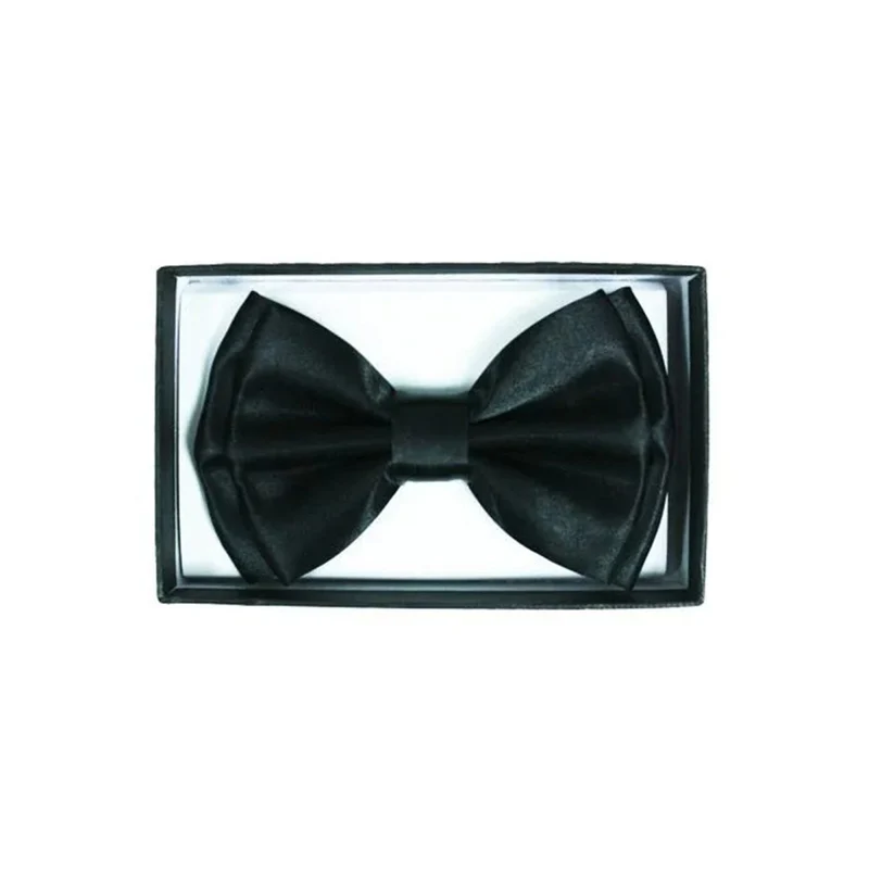 Black satin bow tie