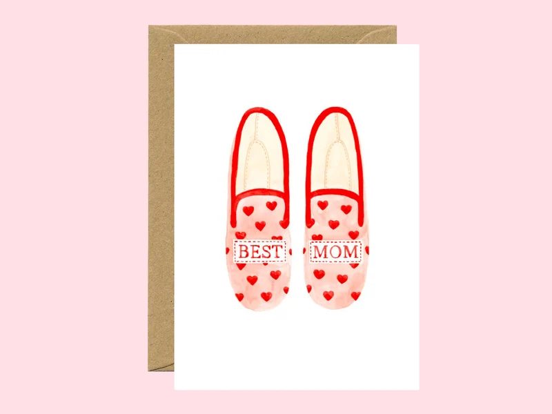 Carte de voeux Fête des mères - Chaussons Best Mum - ATWS