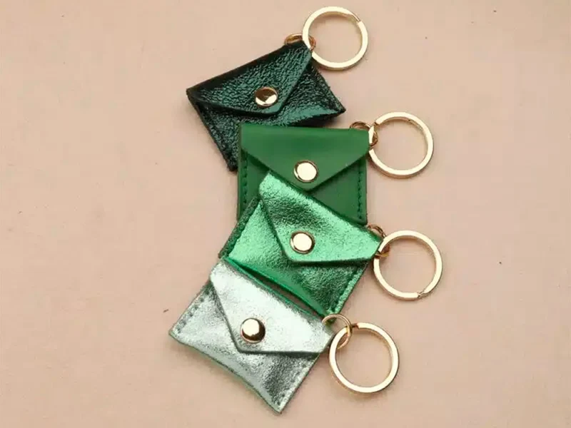 Porte-clés Mini Enveloppe en cuir - Vert émeraude