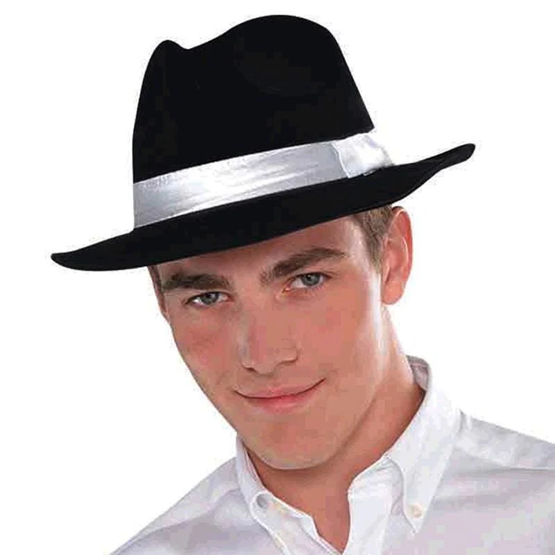 Black gangster hat for adults