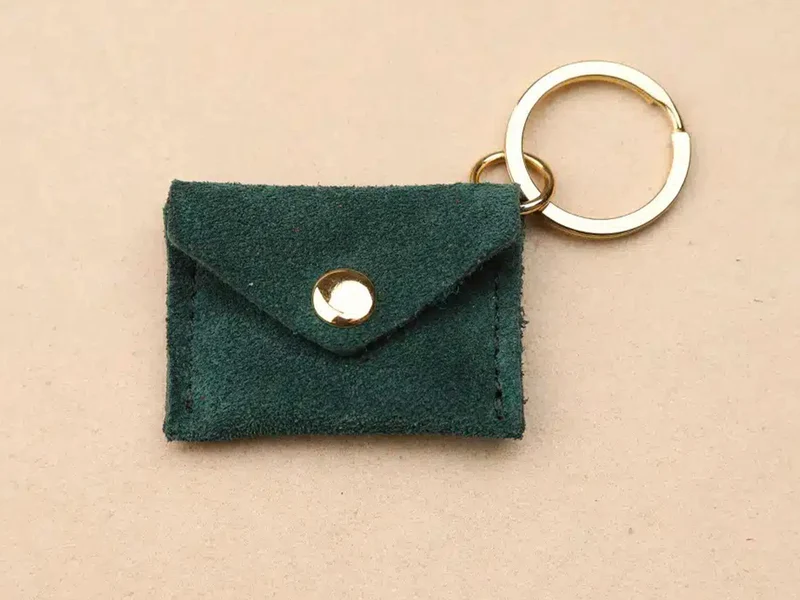 Porte-clés Mini Enveloppe en cuir - Vert sapin