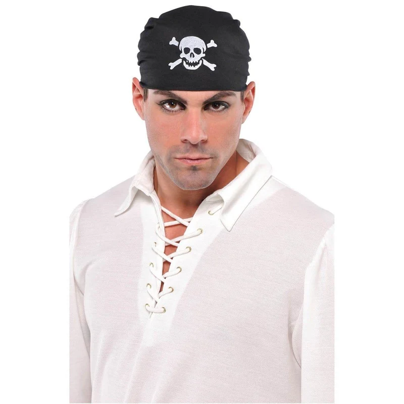 Pirate bandana with white skull for adults