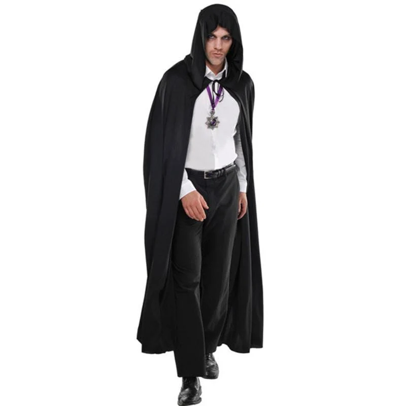 Hooded black cape for adults