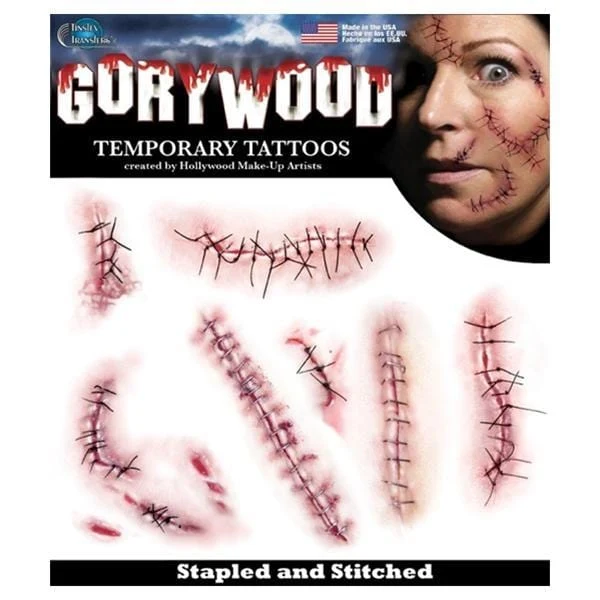 Stapled & stitched trauma temporary tattoos
