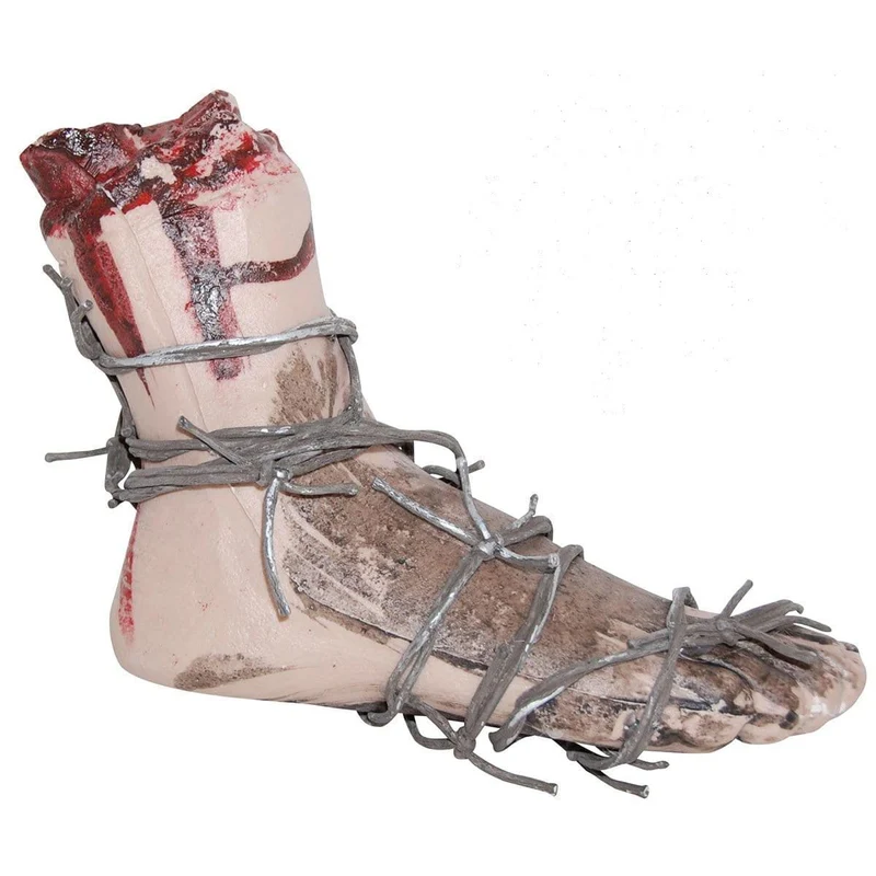 Foot with barbed wire