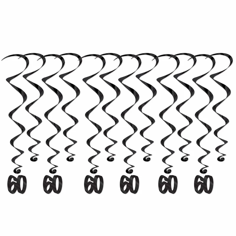 Hanging Swirl Decorations - 60th Birthday, 12 Count