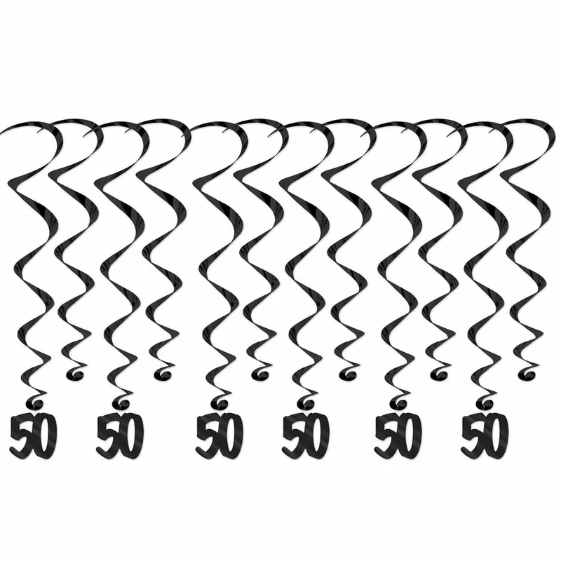Hanging Swirl Decorations - 50th Birthday, 12 Count