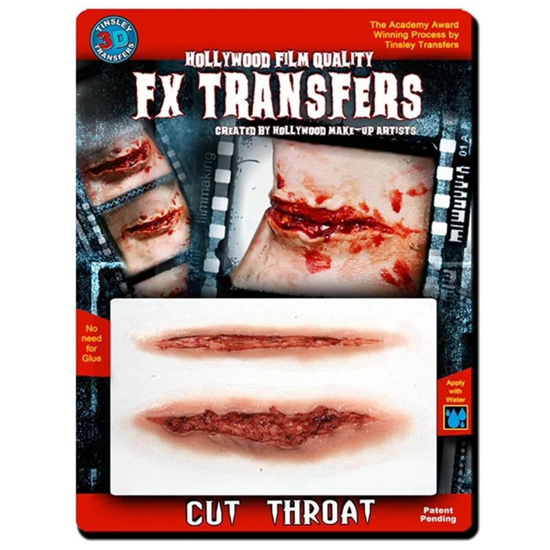 3D FX Transfers Cut Throat Latex Free Prosthetic, 1 Count