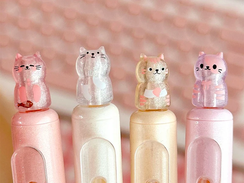 Stylo gel chat Bingle - Pastel rose