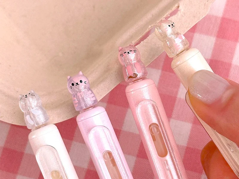 Stylo gel chat Bingle - Pastel rose