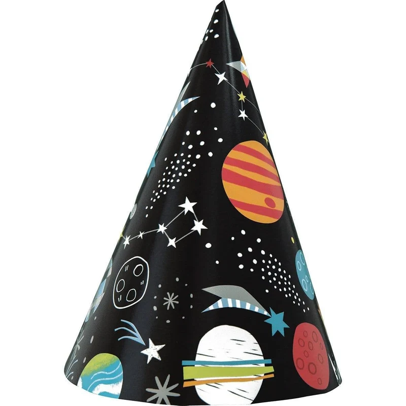 Outer Space party hats, 8 per package