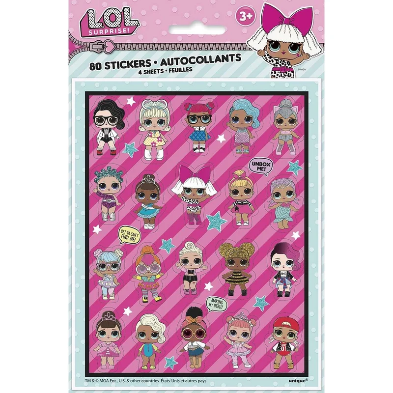 LOL Surprise stickers, 80 per package