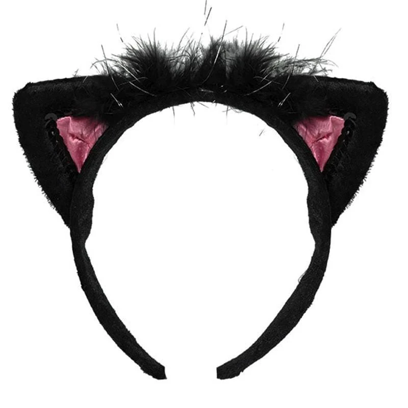 Black & pink cat ears headband