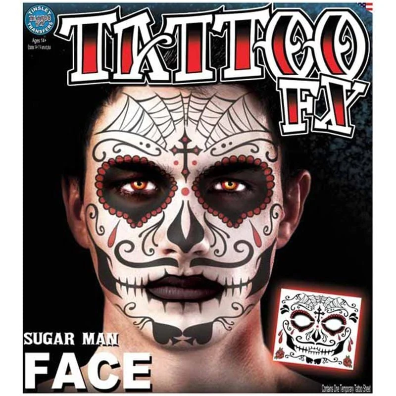 Sugar man face temporary tattoo