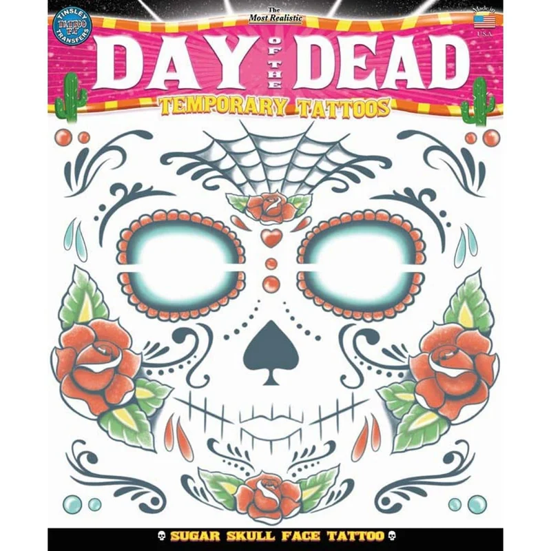 Sugar skull face temporary tattoo