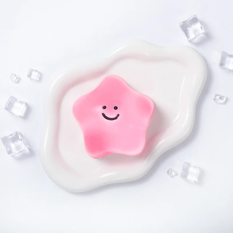 180g Crystal Pink Transparent Smiley Star Taba Squishy