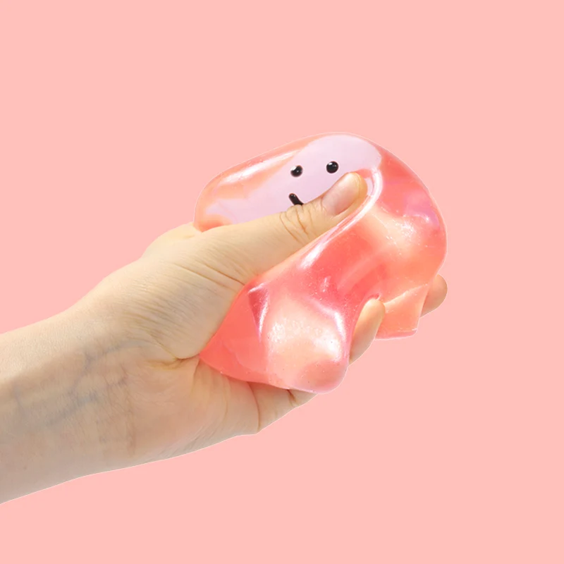 180g Crystal Pink Transparent Smiley Star Taba Squishy