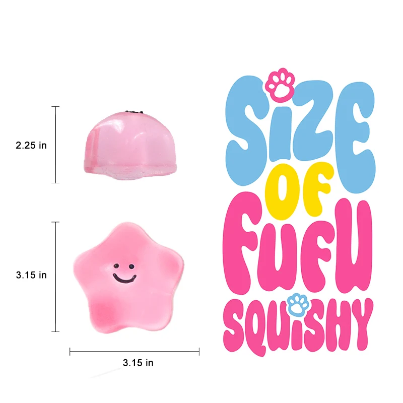 180g Crystal Pink Transparent Smiley Star Taba Squishy