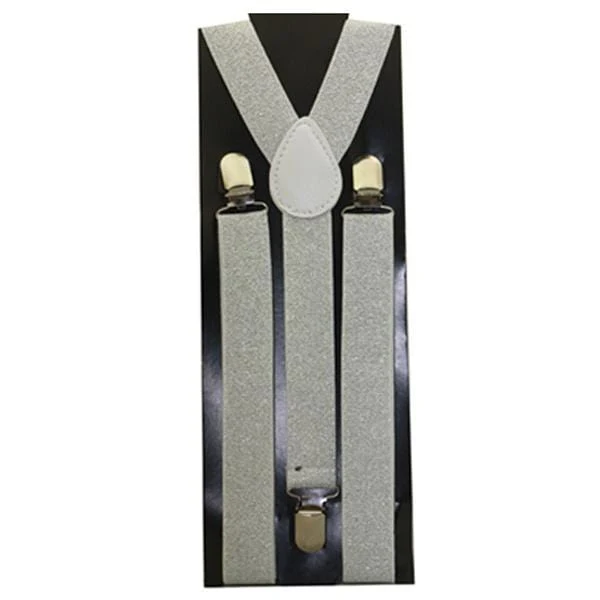 Silver glitter suspenders for adults