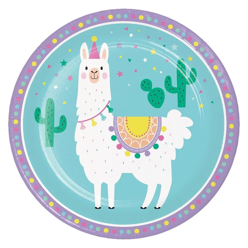 Llama Party Dinner Plates 9 inches, 8 per package