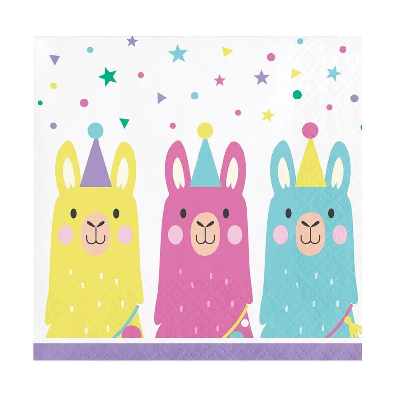 Llama Party beverage napkins, 16 per package