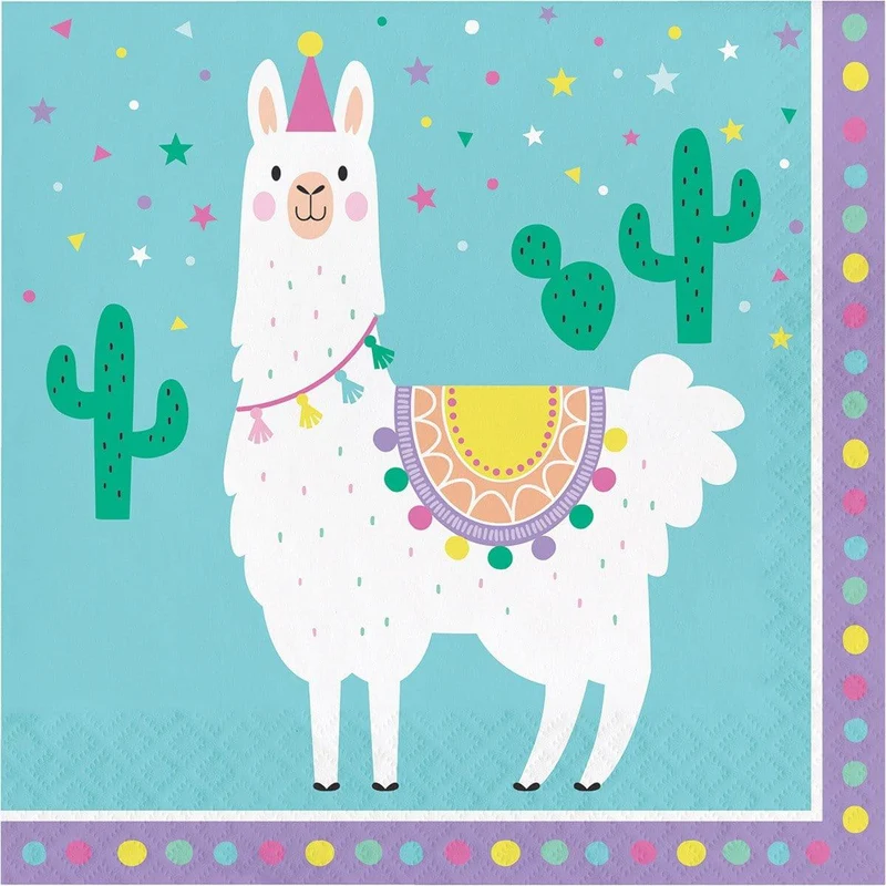 Llama Party lunch napkins, 16 per package