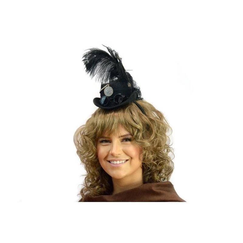 Mini black hat headband for adults
