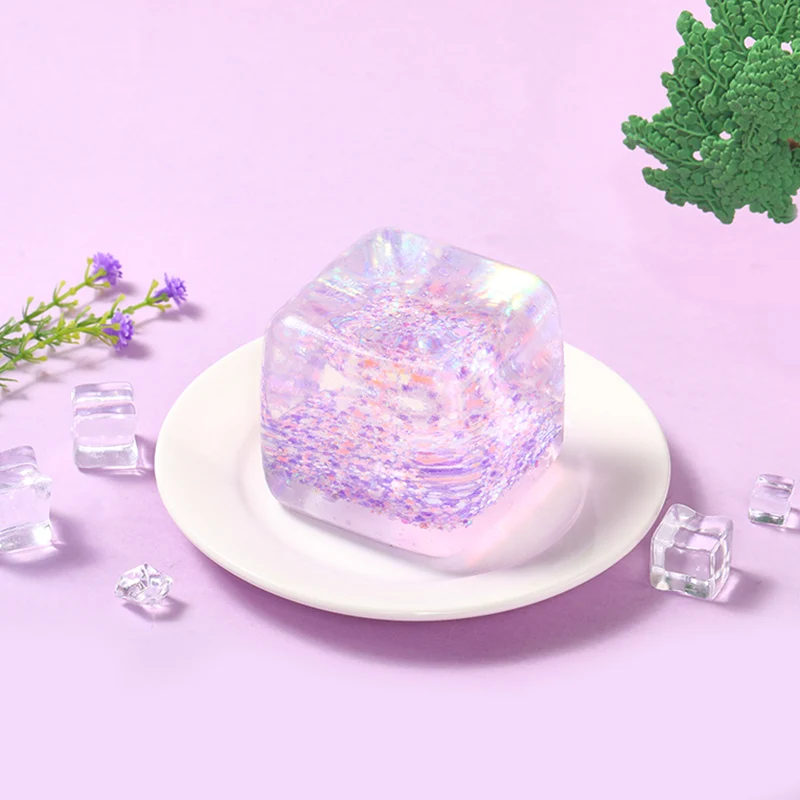 Purple Glow-in-Dark Ice Cube Taba Squishy