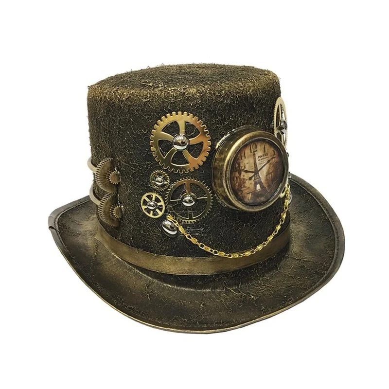 Steampunk hat with clock