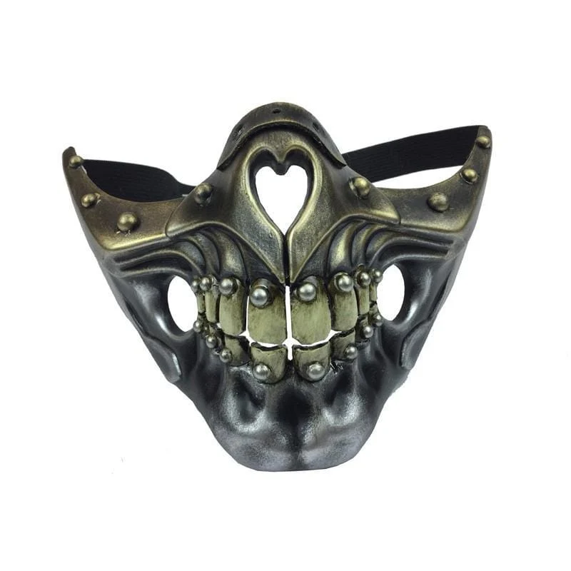 Silver steampunk skeleton half mask