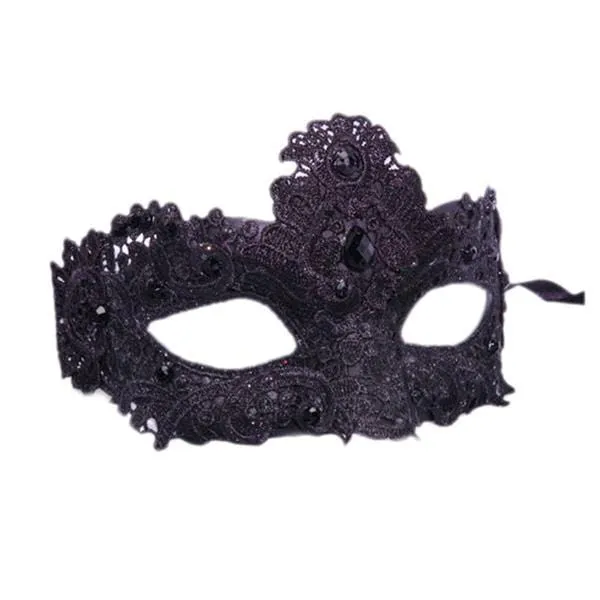 Black brocade lace masquerade mask