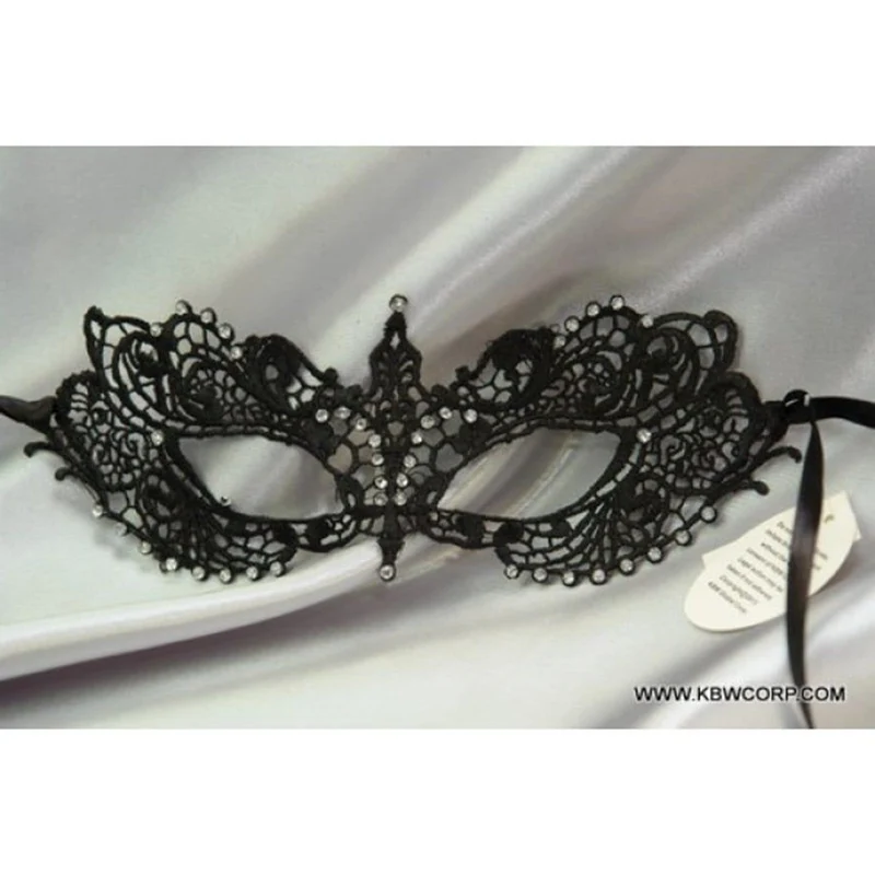 Black brocade lace masquerade mask