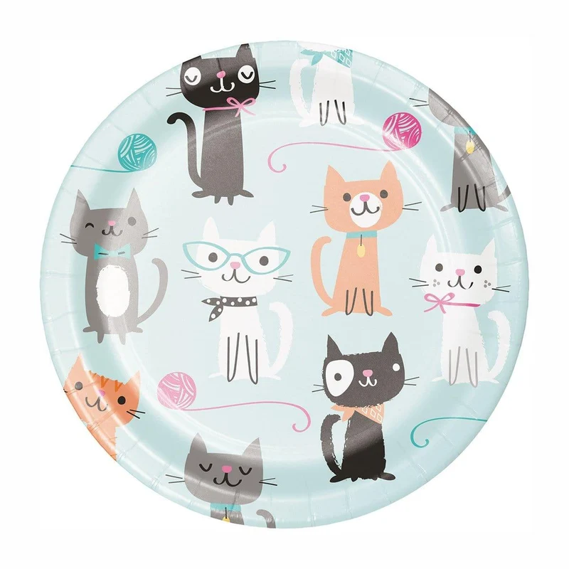 Purr-fect Party Dessert Plates 7 inches, 8 per package