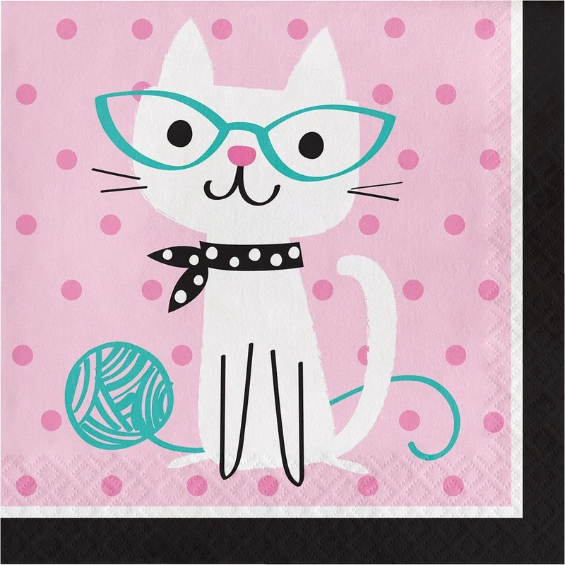 Purr-fect Party lunch napkins, 16 per package