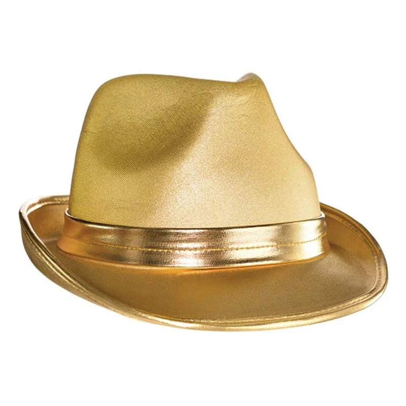 Gold fedora hat for adults