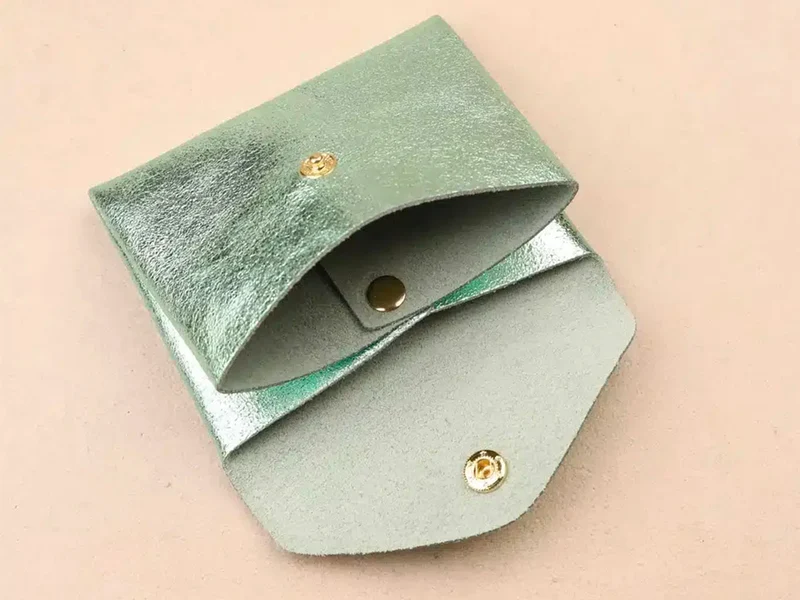 Porte-monnaie Double Cuir - Vert d'eau