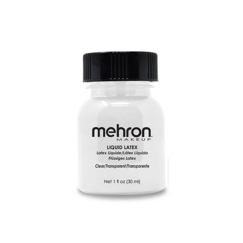 Mehron Clear liquid latex bottle with brush, 1 ounce