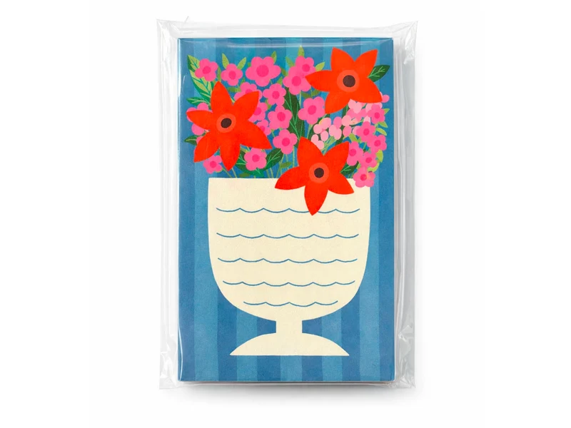 Mini bloc memo vase fleurs rouges écloses - Fruit fries Design Lab